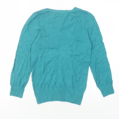 Oasis Women's Blue V-Neck Pullover Jumper Size 8
