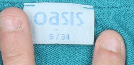 Oasis Women's Blue V-Neck Pullover Jumper Size 8