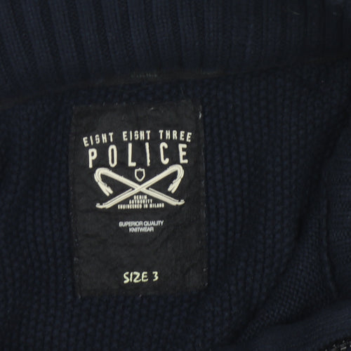 Eight Eight Three Police Men's Blue Cardigan Size 3