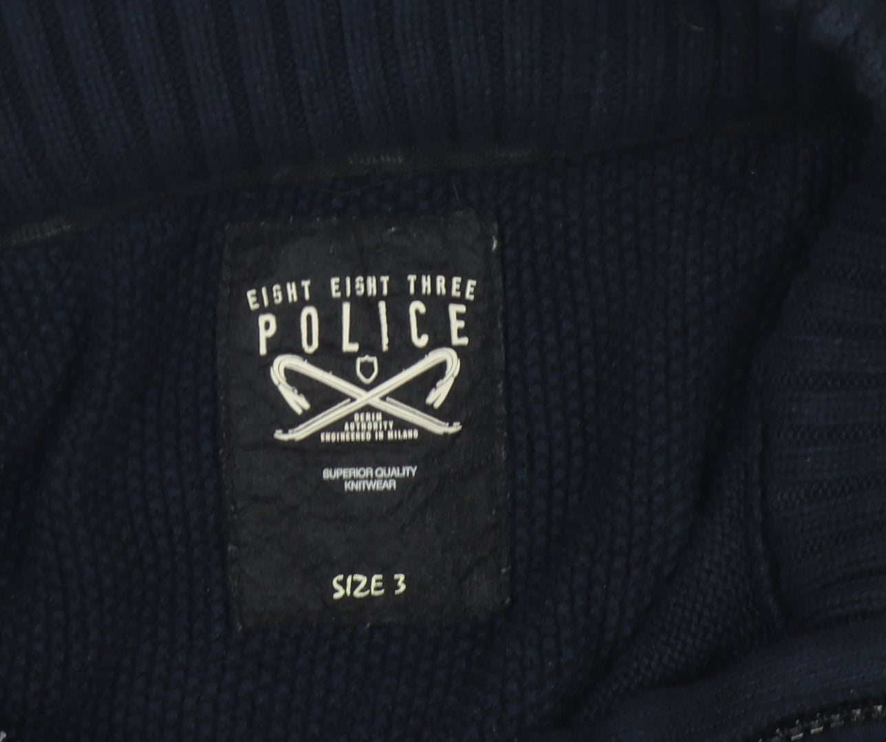 Eight Eight Three Police Men's Blue Cardigan Size 3