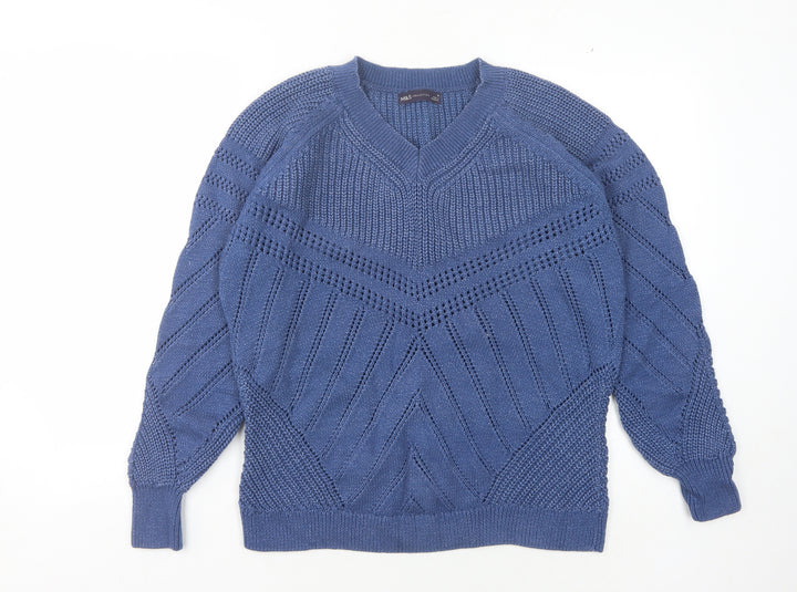 Marks and Spencer Women’s Blue V-Neck Pullover Jumper M