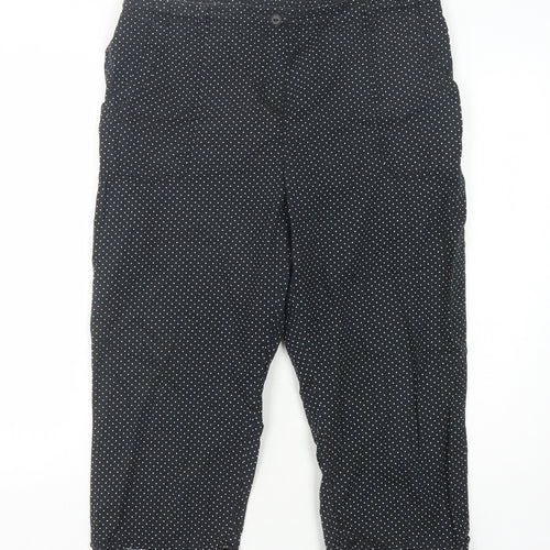 Bonmarché Black Polka Dot Cropped Cotton Trousers Size 16