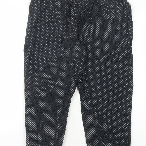 Bonmarché Black Polka Dot Cropped Cotton Trousers Size 16