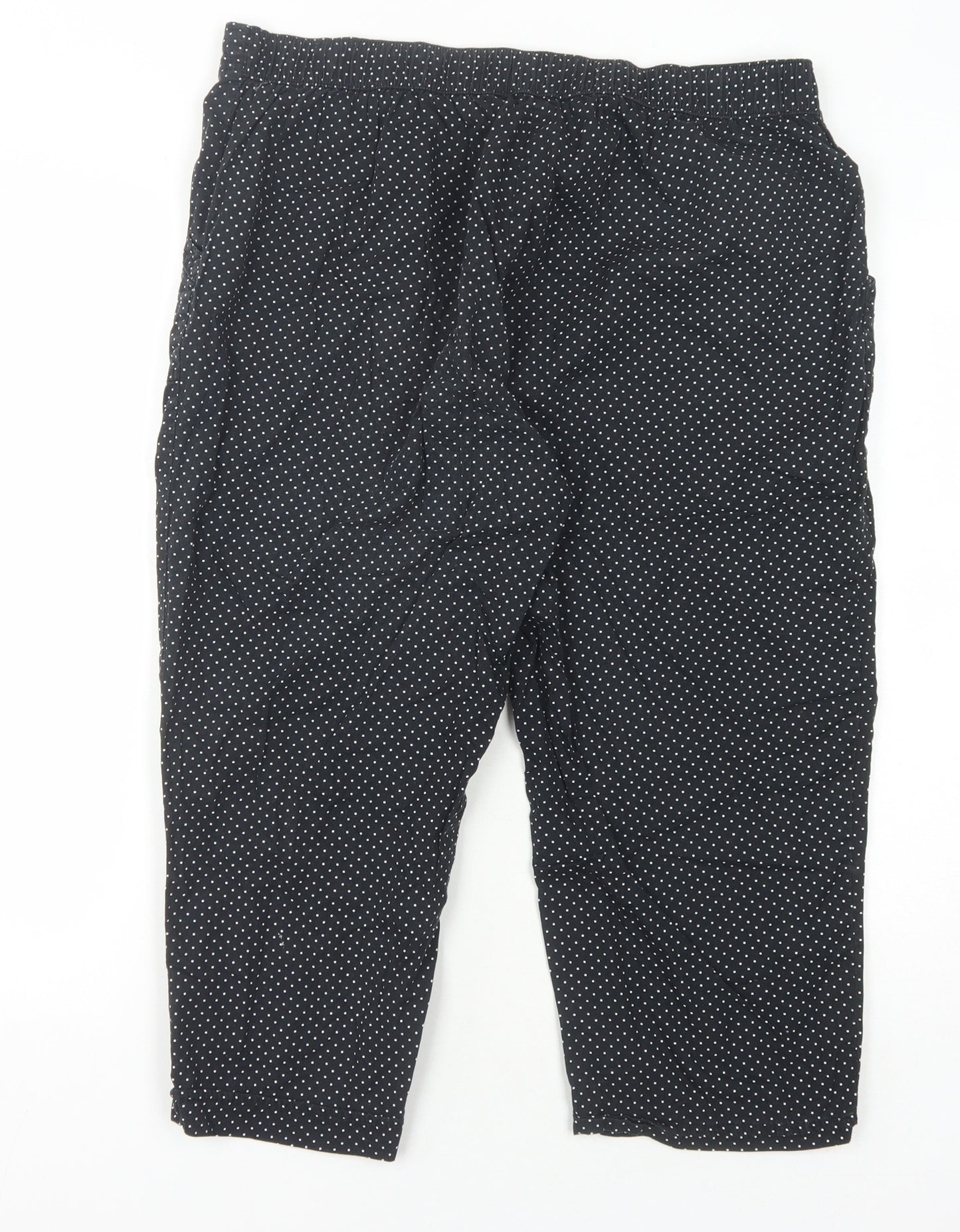 Bonmarché Black Polka Dot Cropped Cotton Trousers Size 16