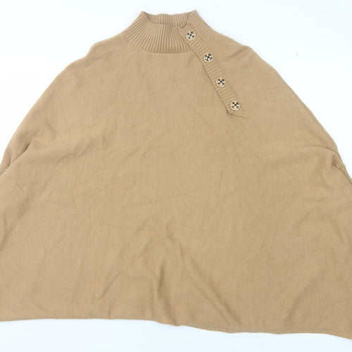 Exquiss's Women's Beige Cape Mock Neck Jumper Size 12