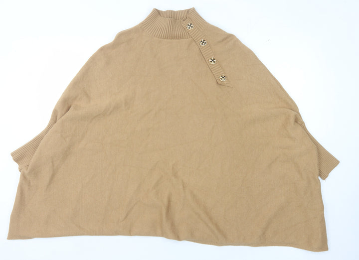 Exquiss's Women's Beige Cape Mock Neck Jumper Size 12