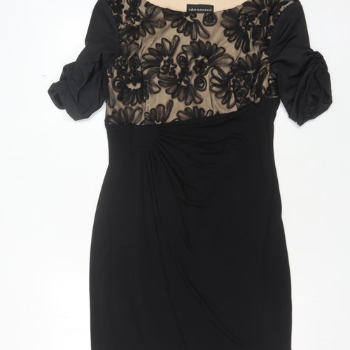 Connected Apparel Women's Black Floral Dress, Size 12