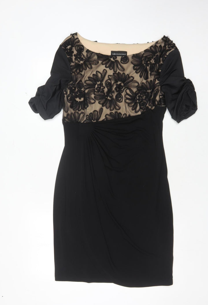 Connected Apparel Women's Black Floral Dress, Size 12