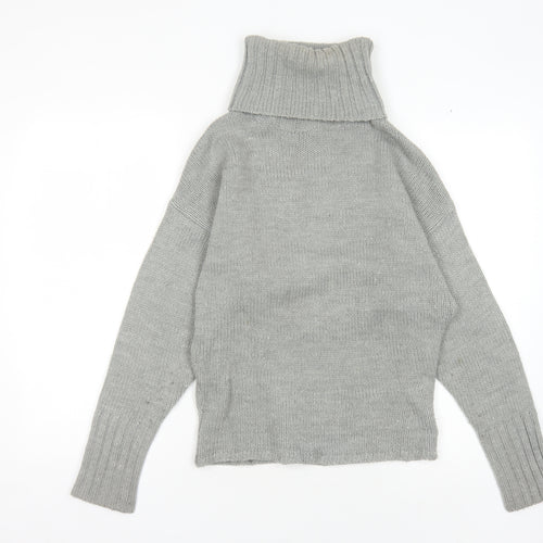 Bershka Women's Grey Roll Neck Pullover Jumper Size S