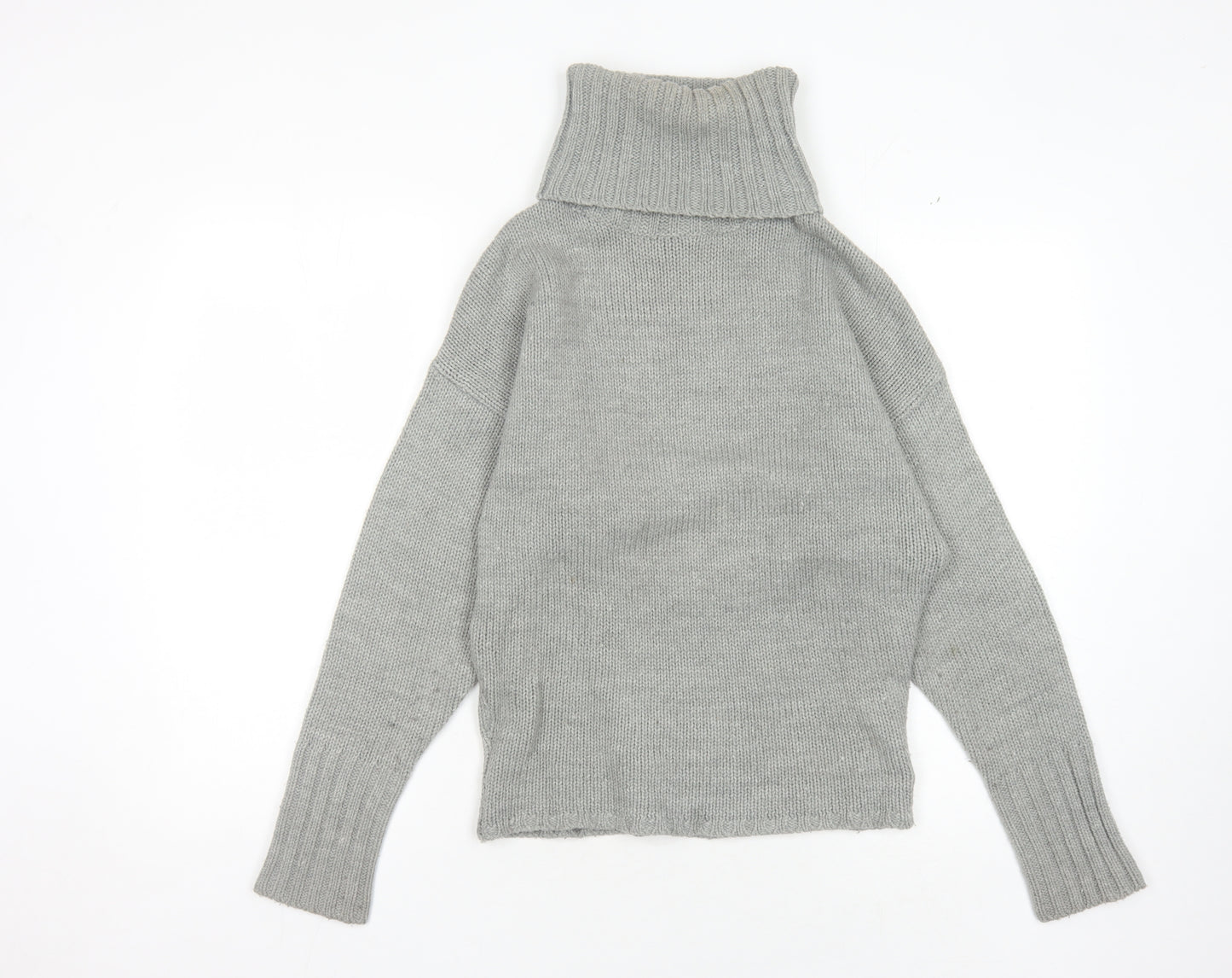 Bershka Women's Grey Roll Neck Pullover Jumper Size S