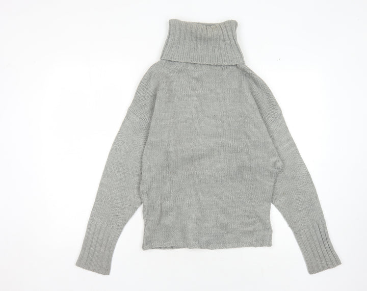 Bershka Women's Grey Roll Neck Pullover Jumper Size S