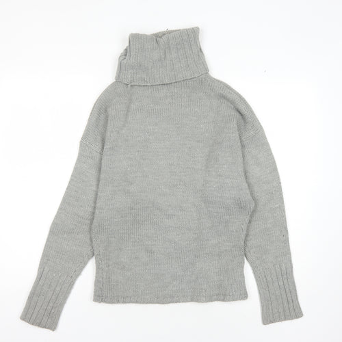 Bershka Women's Grey Roll Neck Pullover Jumper Size S