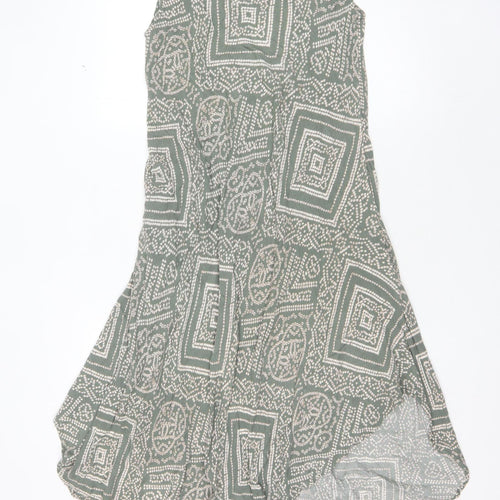 Apricot Green Geometric Sleeveless Dress Size 14