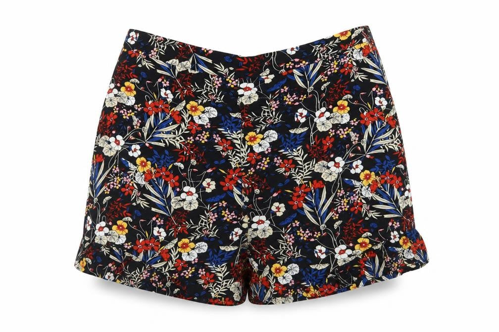 Front view of Parisian Women's Multicoloured Floral High-Waist Shorts