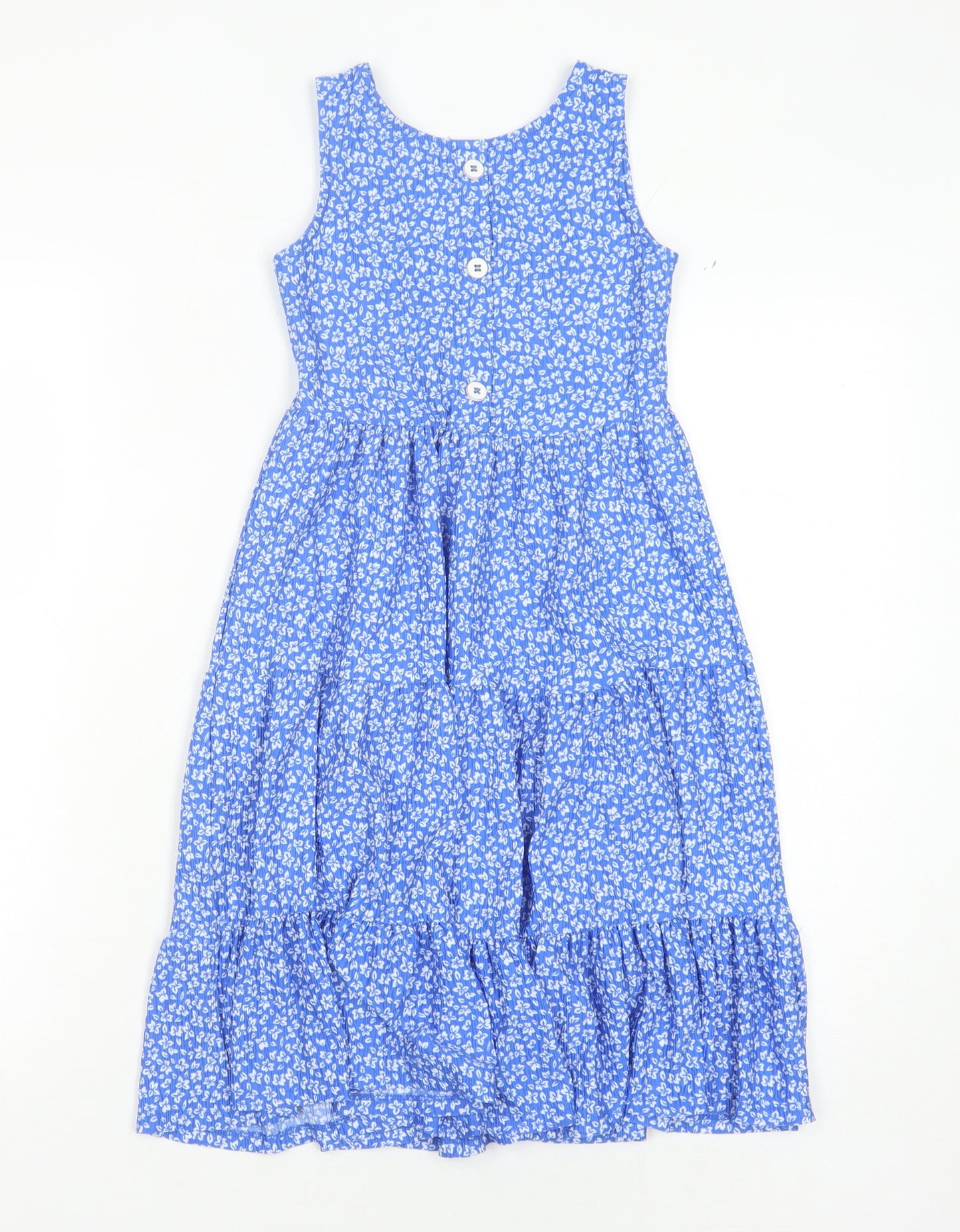 Next Girls Blue Floral Fit & Flare Sleeveless Midi Dress