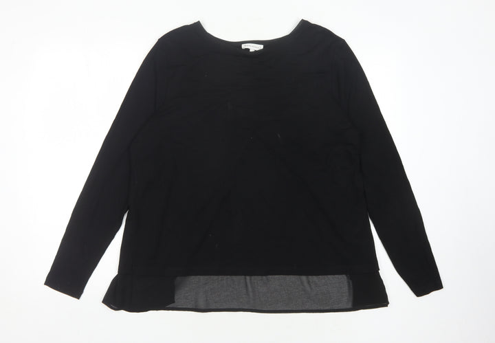 Warehouse Women's Black Long Sleeve Crew Neck Top