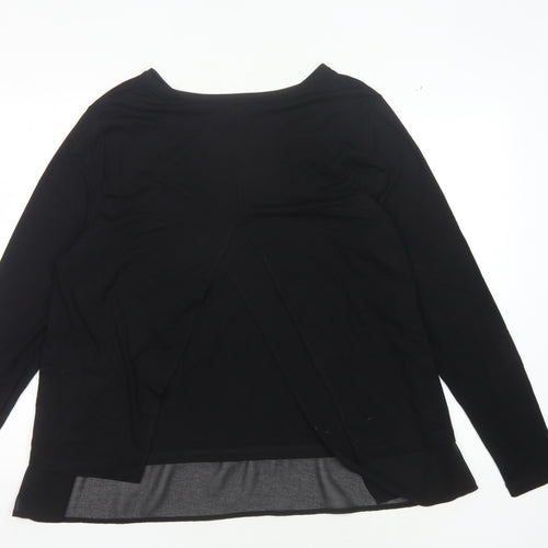 Warehouse Women's Black Long Sleeve Crew Neck Top