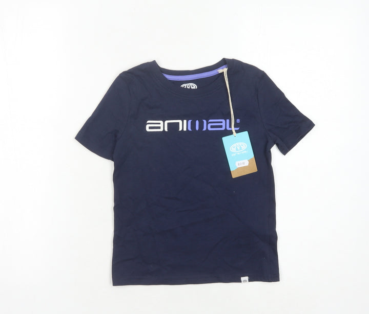 Animal Boys Blue Logo T-Shirt 5-6 Years Cotton Casual New