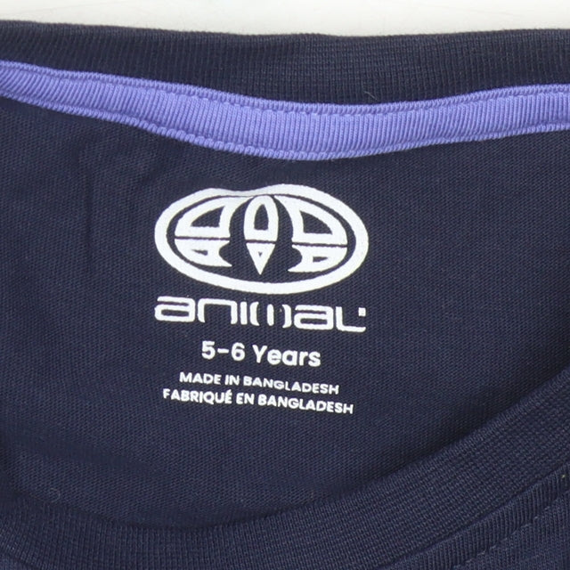 Animal Boys Blue Logo T-Shirt 5-6 Years Cotton Casual New
