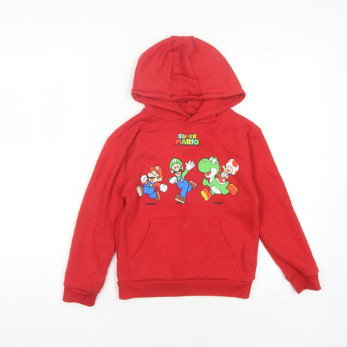 Super Mario Boys Red Pullover Hoodie 6-7 Years Cartoon Graphic