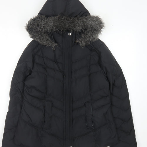 Per Una Women's Black Puffer Jacket M with Hood