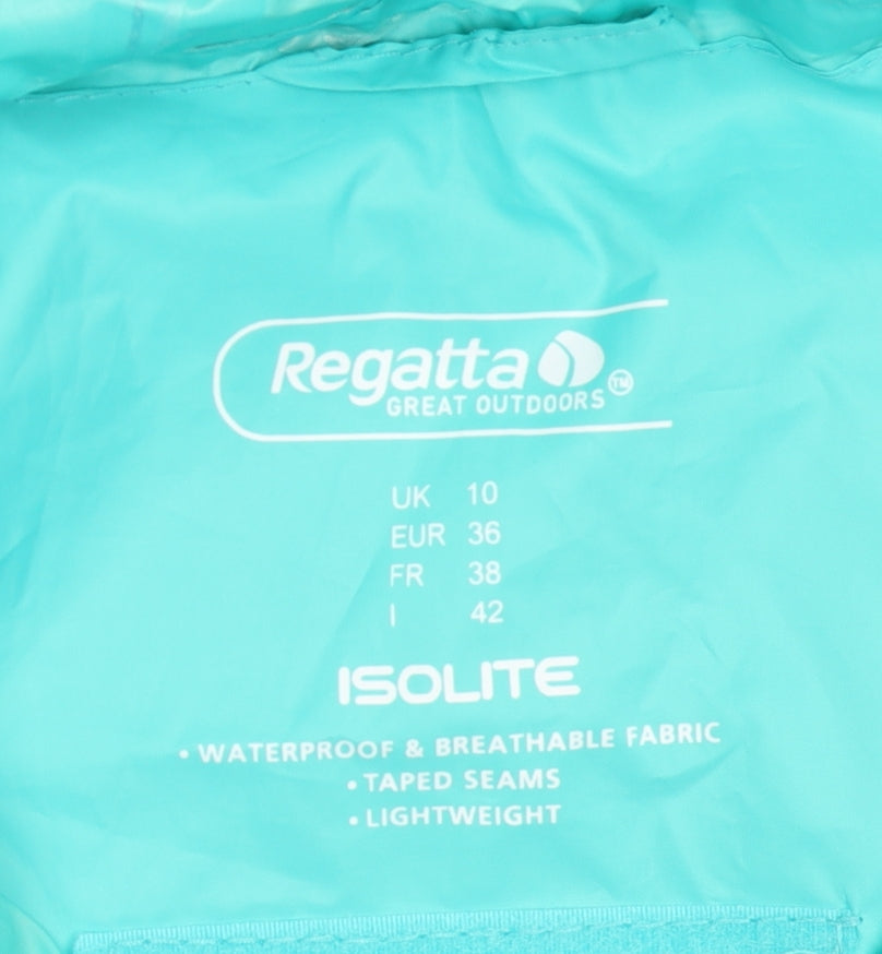 Regatta Women's Green Hooded Rain Jacket Size 10