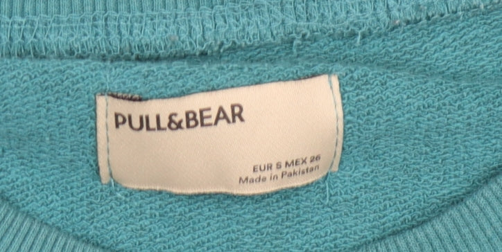 Pull&Bear Women's Green Pullover Sweatshirt Size S