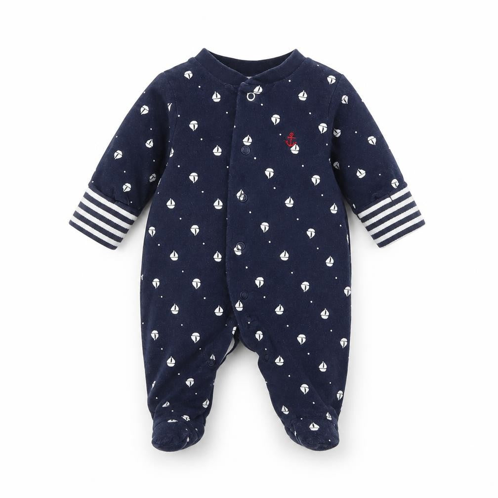 Front view of Jasper Conran Blue Newborn Nautical Babygrow unisex