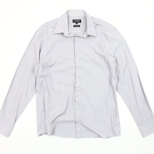 Jeff Banks Men's Grey Long Sleeve 15.5 Shirt