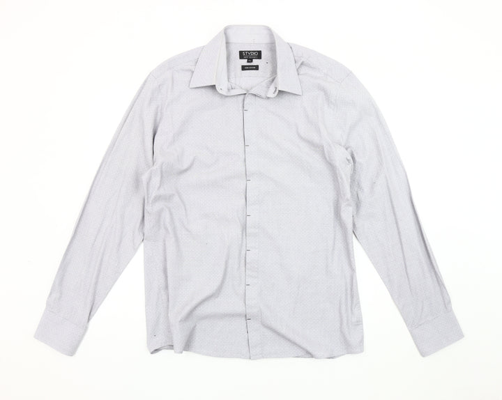 Jeff Banks Men's Grey Long Sleeve 15.5 Shirt