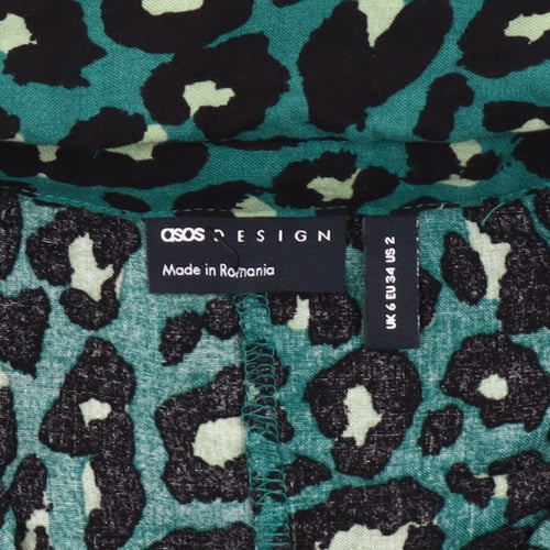 ASOS Design Women's Multicoloured Animal Print Blouse UK 6