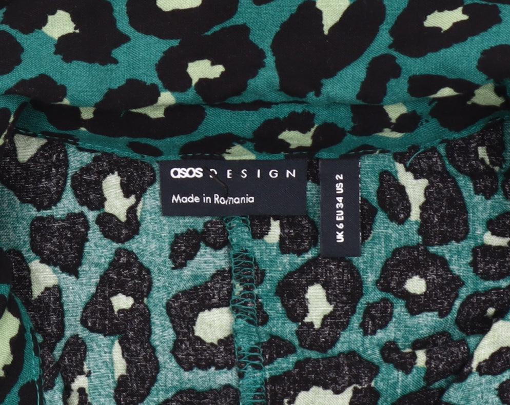 ASOS Design Women's Multicoloured Animal Print Blouse UK 6