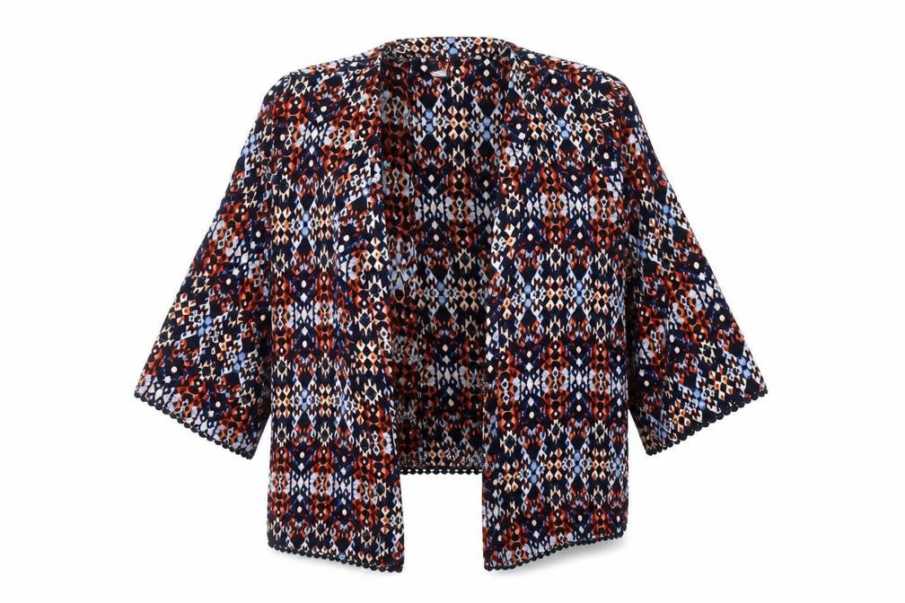 Front view of New Look Women's Geometric Multicolour Jacket, size 10