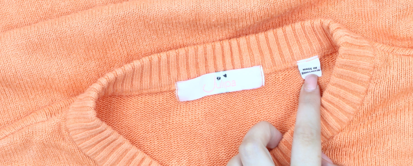 Julipa Women's Plus Orange Pullover Jumper Size 28/30