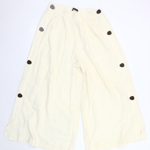 Marks and Spencer Women's Ivory Wide-Leg Trousers Size 10
