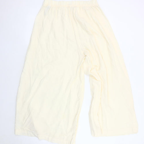 Marks and Spencer Women's Ivory Wide-Leg Trousers Size 10