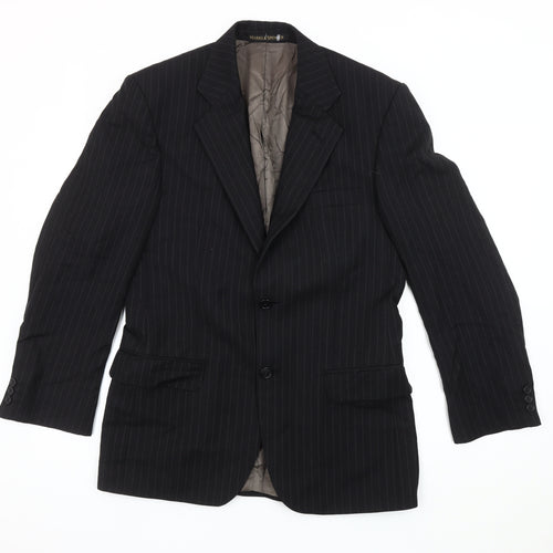 Marks and Spencer Men's Black Striped Jacket, 36R