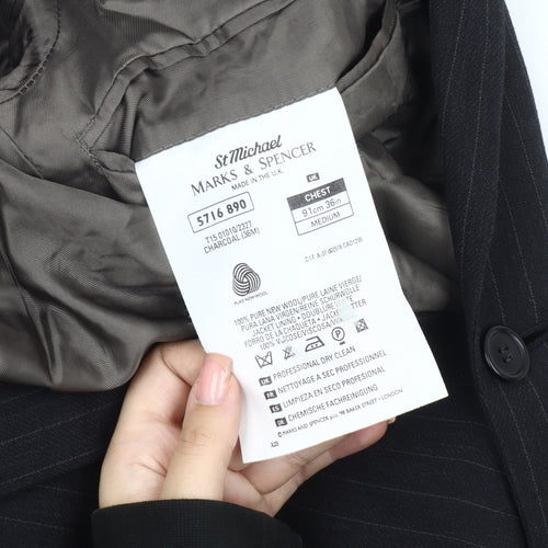 Marks and Spencer Men's Black Striped Jacket, 36R