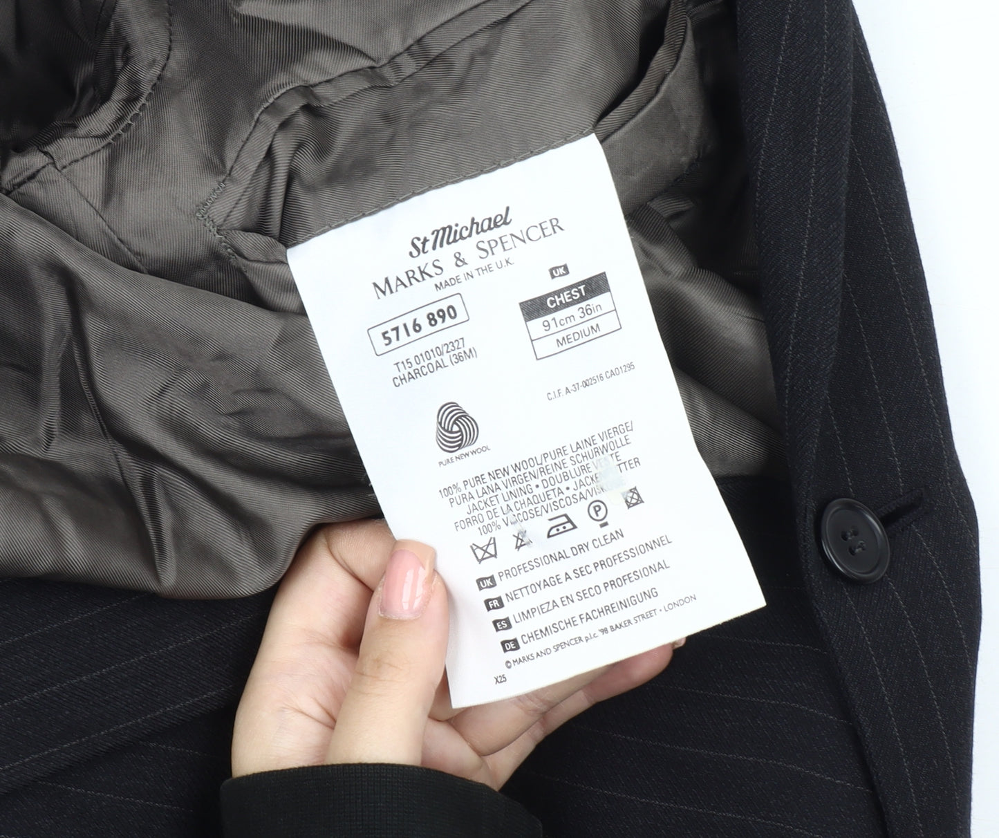 Marks and Spencer Men's Black Striped Jacket, 36R