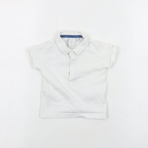 Jasper Conran Unisex White Polo Shirt 9-12 Months, Cotton