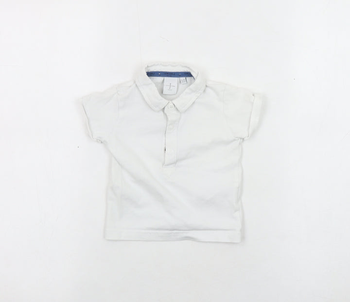 Jasper Conran Unisex White Polo Shirt 9-12 Months, Cotton