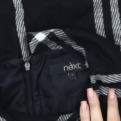 Next Women's Black Check Shift Dress, Size 12 - Elegant Style