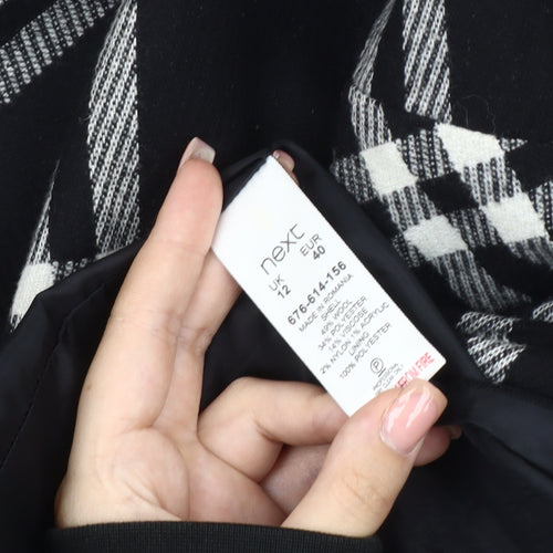 Next Women's Black Check Shift Dress, Size 12 - Elegant Style
