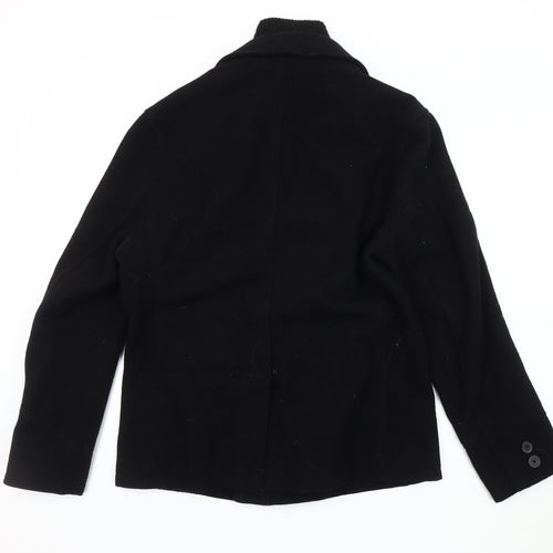 Next Men's Black Pea Coat M Classic Wool Blend