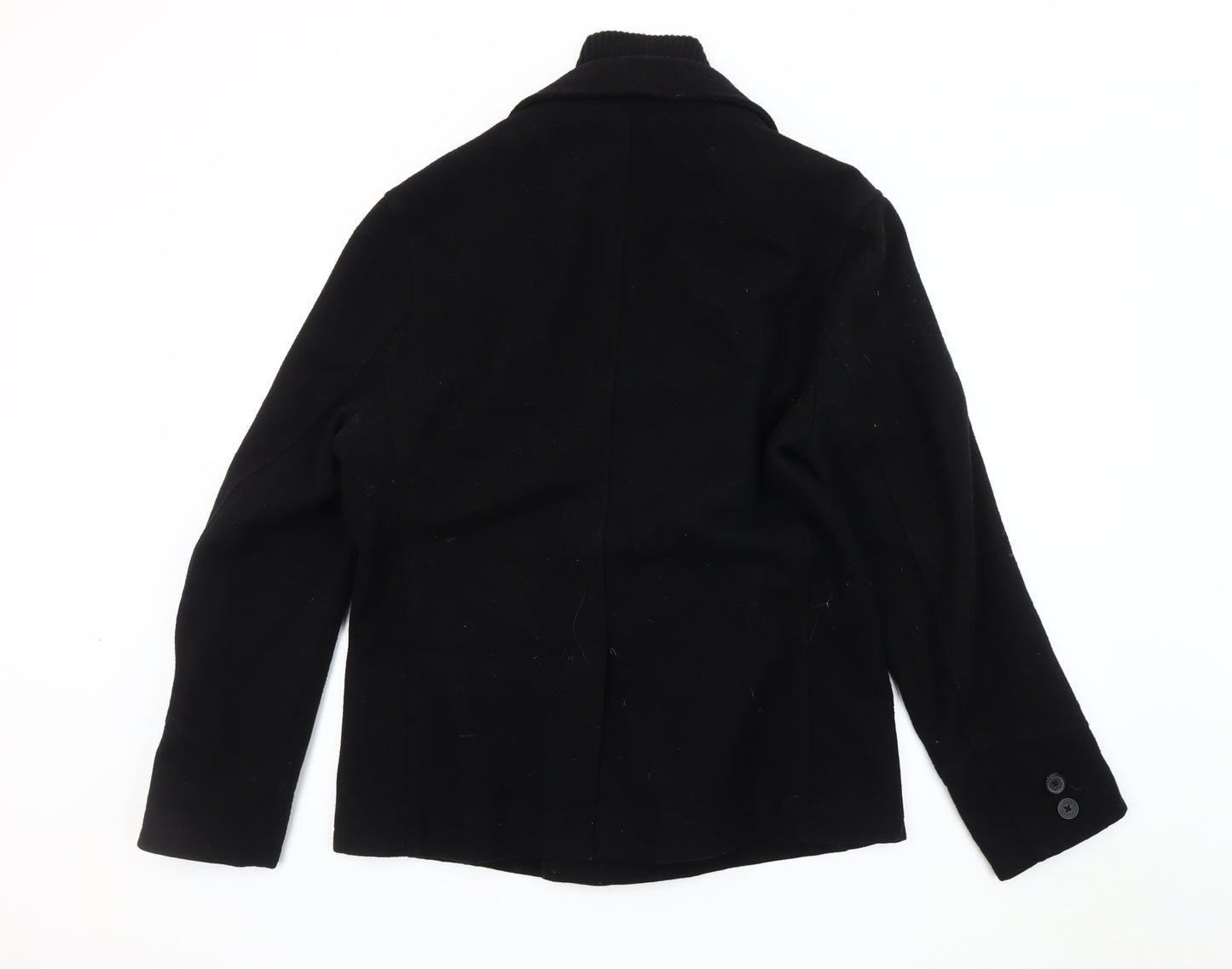 Next Men's Black Pea Coat M Classic Wool Blend