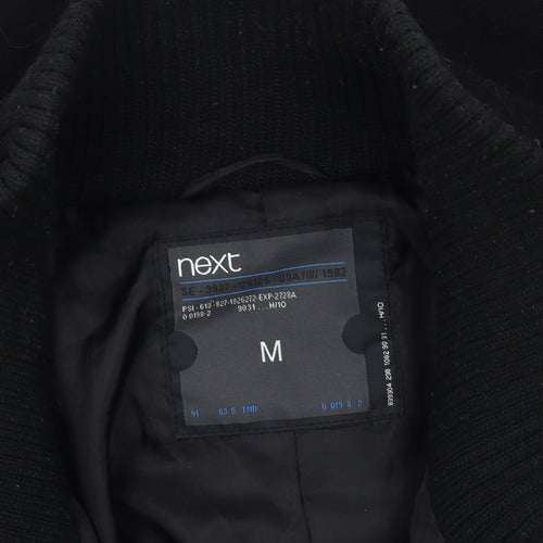 Next Men's Black Pea Coat M Classic Wool Blend