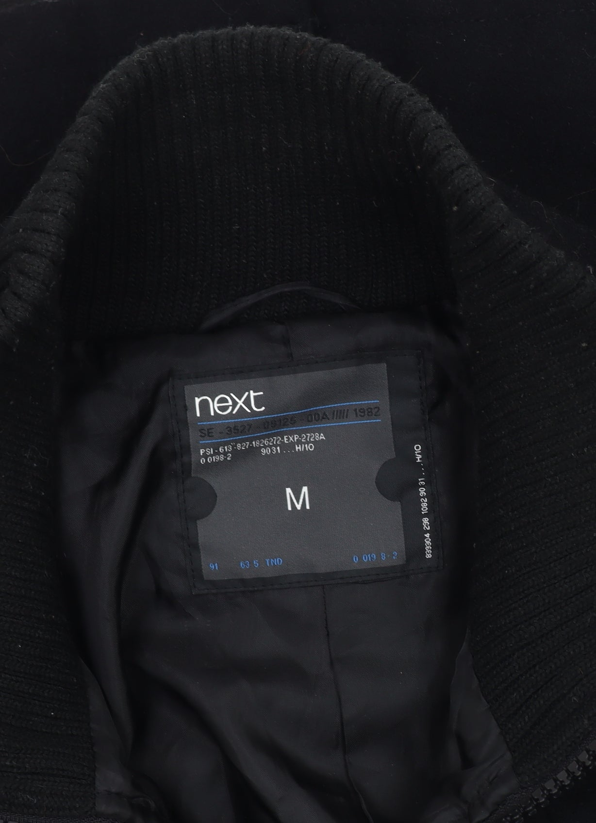 Next Men's Black Pea Coat M Classic Wool Blend