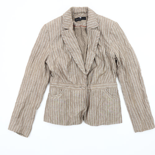 Next Women Brown Striped Suit Jacket, Size 10