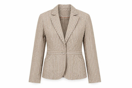 Front view of Next Women Brown Striped Suit Jacket, size 10