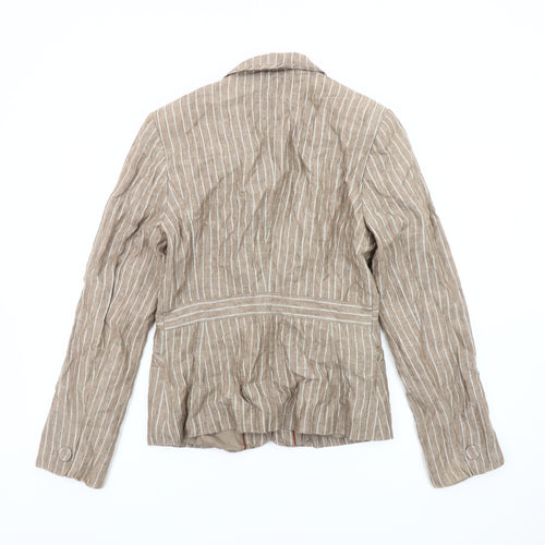 Next Women Brown Striped Suit Jacket, Size 10